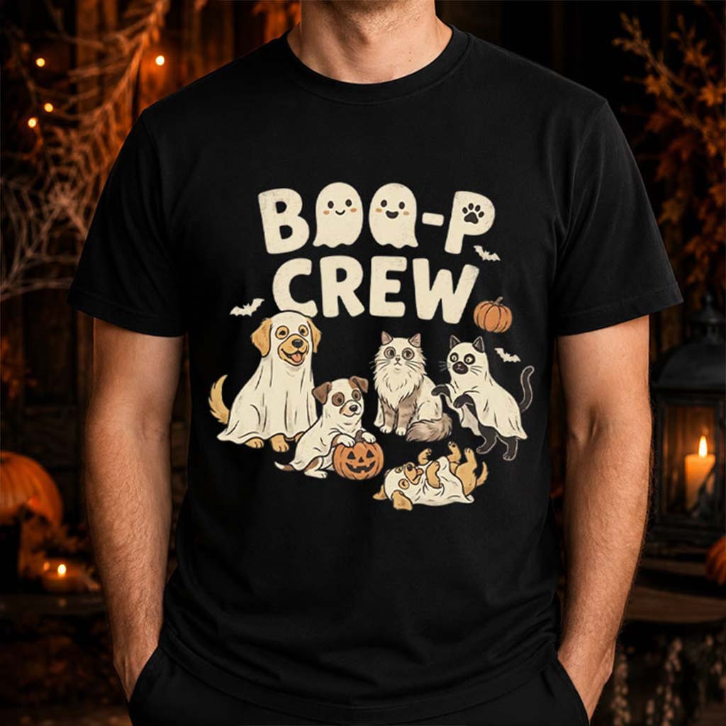 Boo-P Crew Cute Ghost Dog And Cat Halloween T-Shirt Gift For Pet Lovers - Kdjoy
