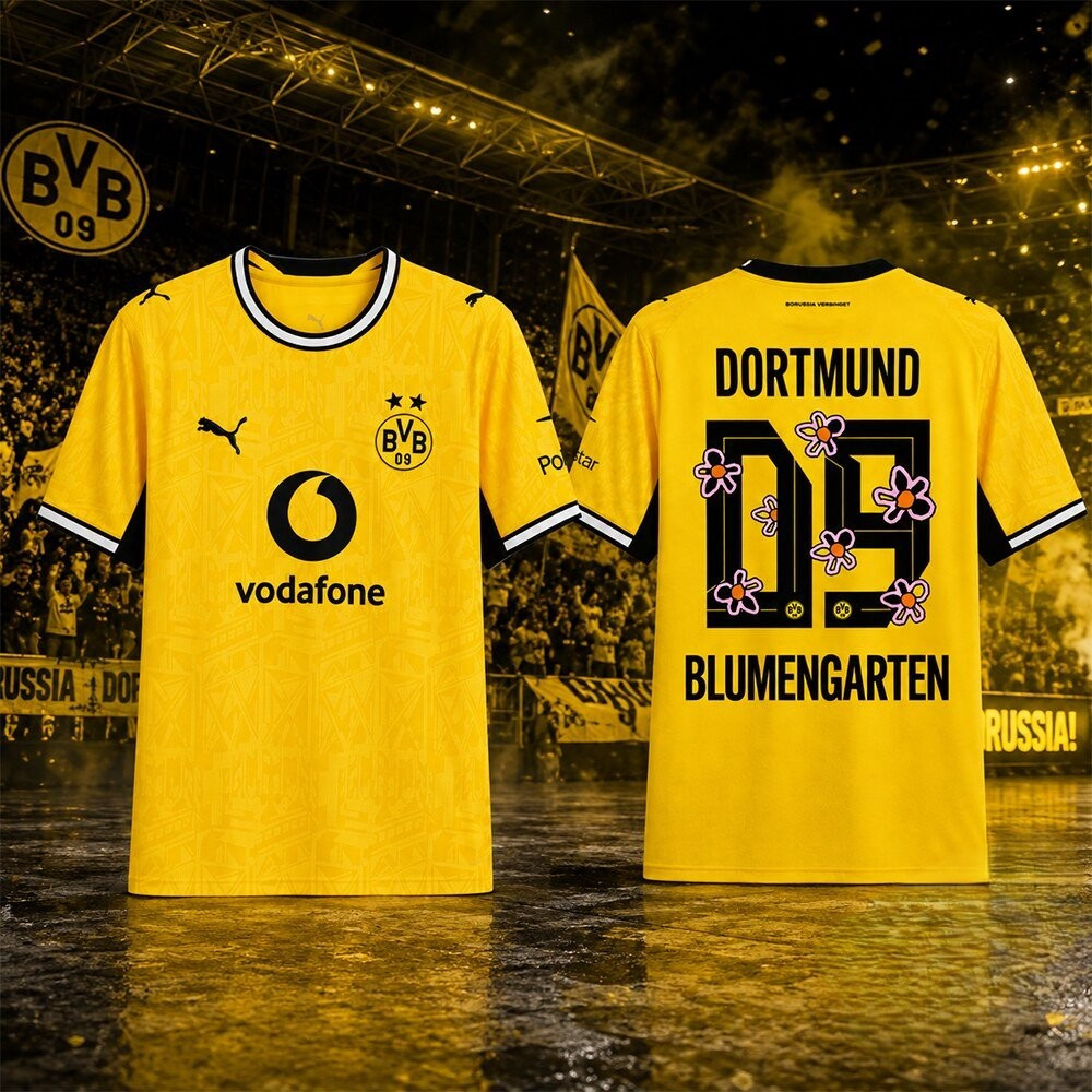 Borussia Dortmund Blumengarten Flower Football Jersey Borussia Dortmund Merch Fans Gifts - Kdjoy