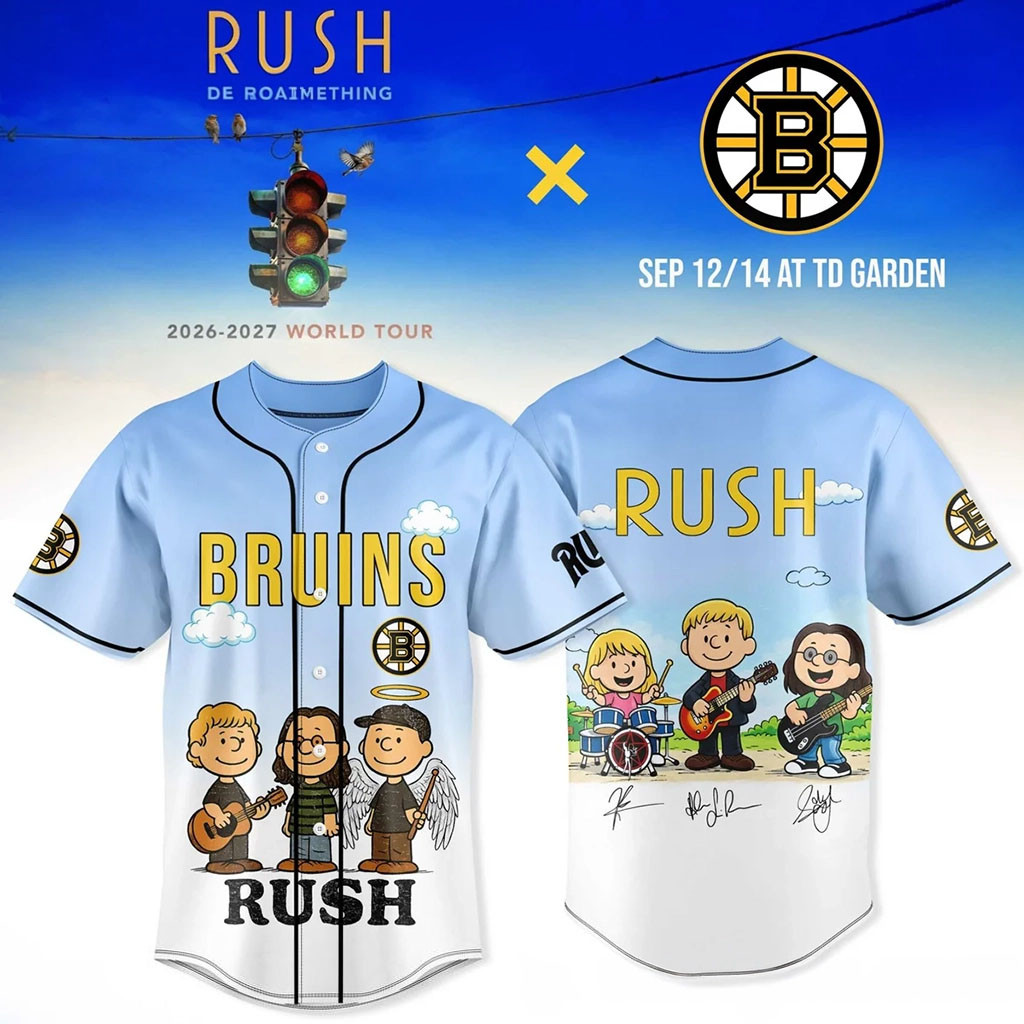 Boston Bruins X RUSH Fifty Something World Tour 2026 Jersey Boston Bruins Merch Gift For Fans - Kdjoy