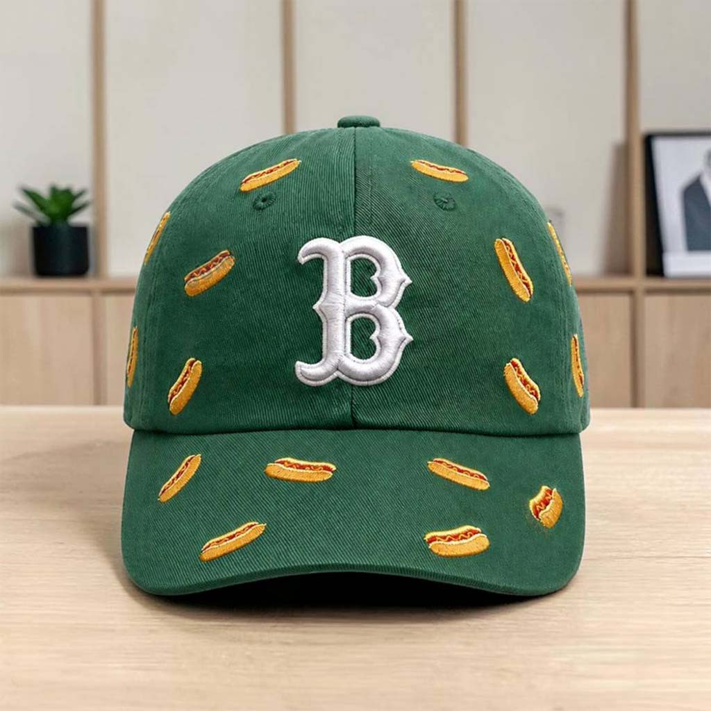 Boston Red Sox Hot Dog Logo Embroidered Hat 2026 Red Sox Merch Gifts For Baseball Lovers - Kdjoy Boston Red Sox Hot Dog Logo Embroidered Hat 2026 Red Sox Merch Gifts For Baseball Lovers - Kdjoy