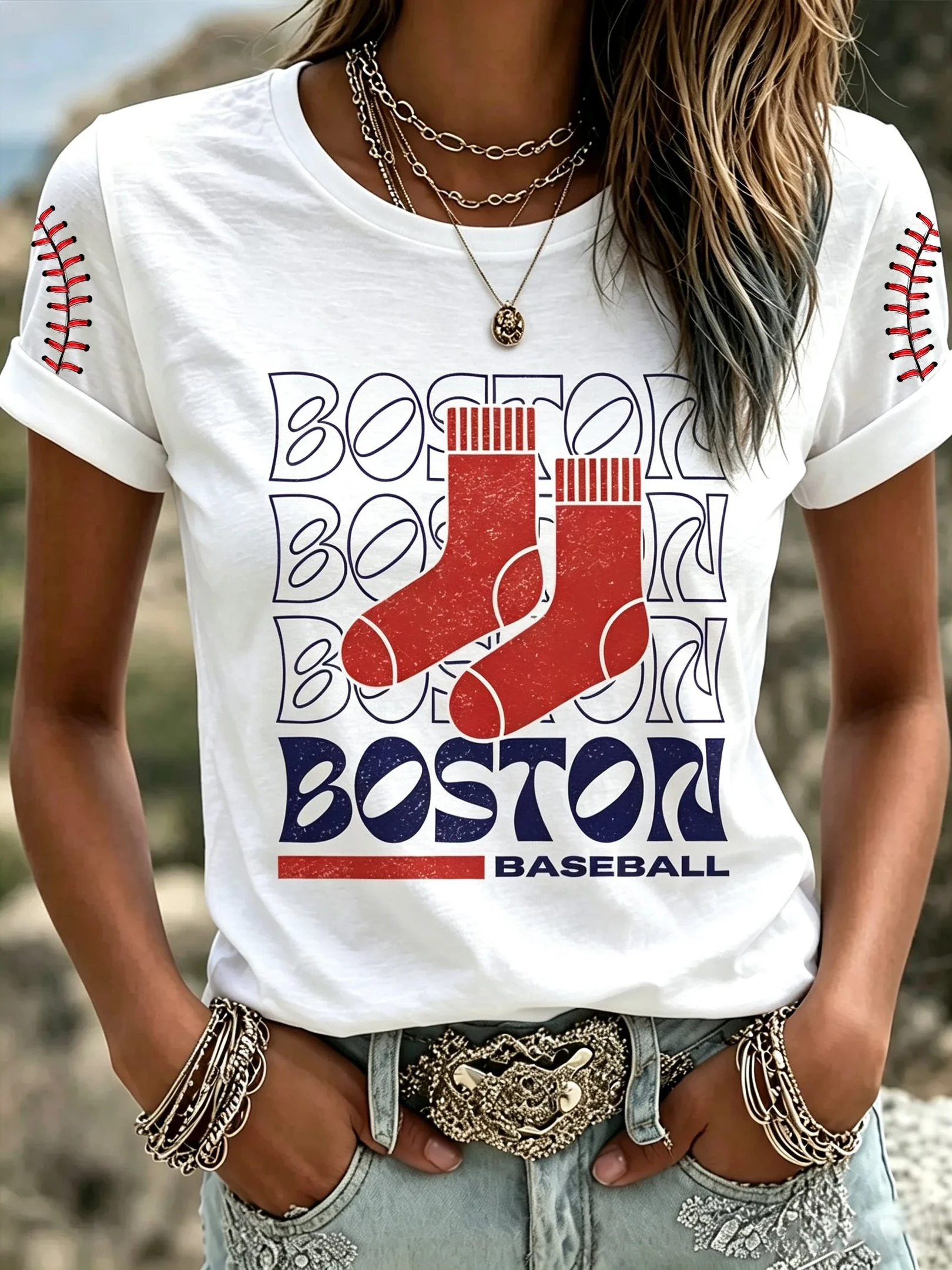 Boston Red Sox Merch Boston Baseball T-Shirt White Cool Gifts For Baseball Lovers - Kdjoy