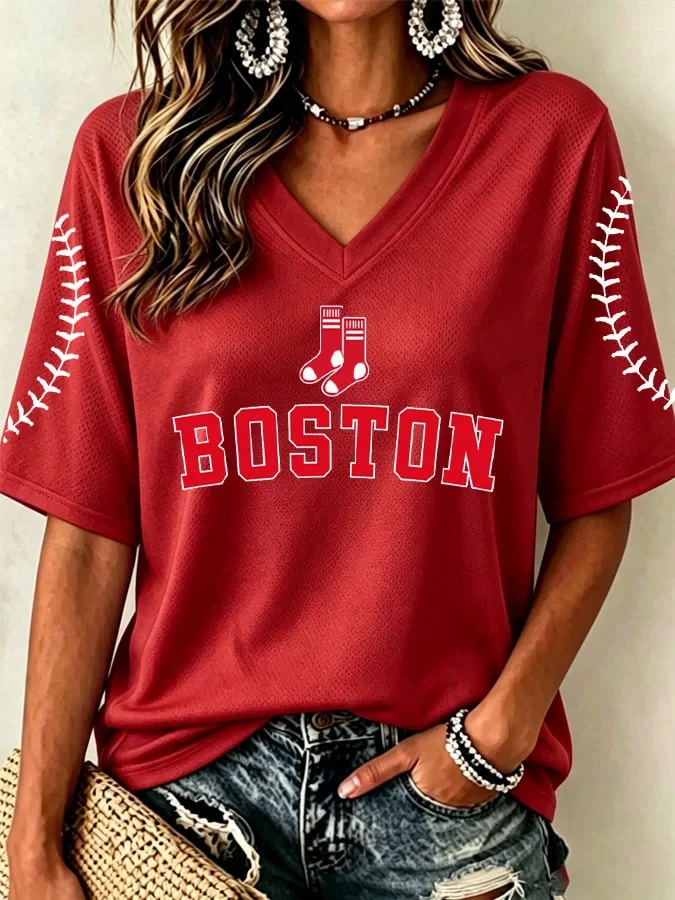 Boston Red Sox Merch The City Of Boston Baseball V-Neck Jersey Best Gifts For Baseball Fans - Kdjoy Boston Red Sox Merch The City Of Boston Baseball V-Neck Jersey Best Gifts For Baseball Fans - Kdjoy