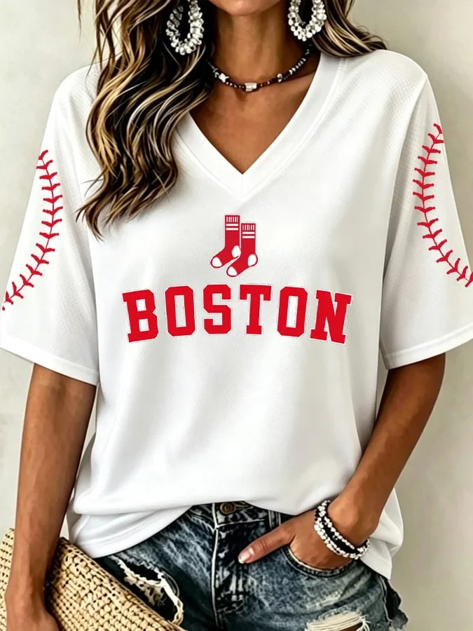 Boston Red Sox Merch The City Of Boston Baseball V-Neck Jersey Best Gifts For Baseball Fans - Kdjoy Boston Red Sox Merch The City Of Boston Baseball V-Neck Jersey Best Gifts For Baseball Fans - Kdjoy