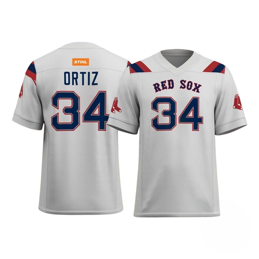 Boston Red Sox Ortiz #34 Football Jersey Red Sox Merch Present For Baseball Lovers
