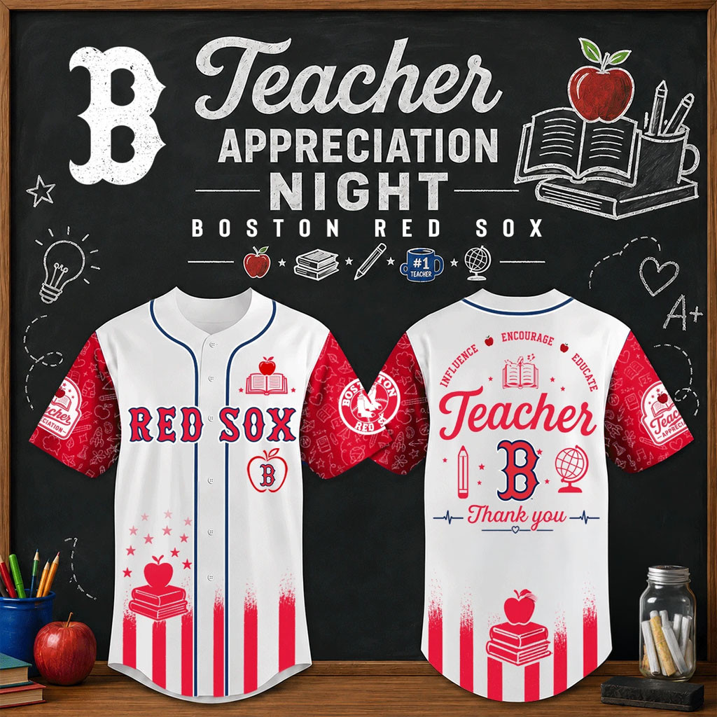 Boston Red Sox Teacher Appreciation Night Baseball Jersey Red Sox Merch Teacher Gifts - Kdjoy