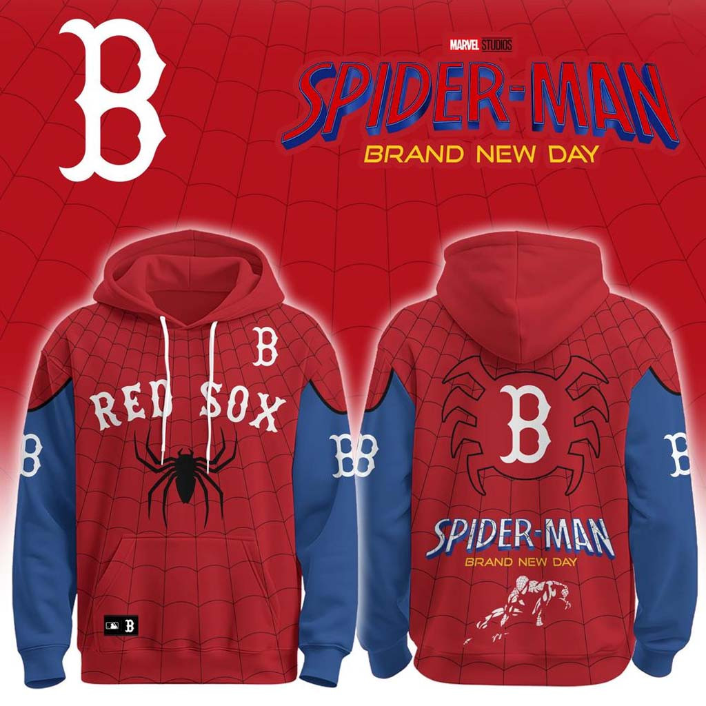 Boston Red Sox x Spider-Man Brand New Day 2026 Hoodie Boston Red Sox Merch Fans Gifts Boston Red Sox x Spider-Man Brand New Day 2026 Hoodie Boston Red Sox Merch Fans Gifts