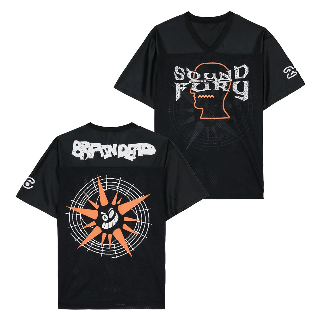 Brain Dead Merch 2026 Brain Dead X Sound And Fury Football Jersey Black Gift For Friends - Kdjoy Brain Dead Merch 2026 Brain Dead X Sound And Fury Football Jersey Black Gift For Friends - Kdjoy