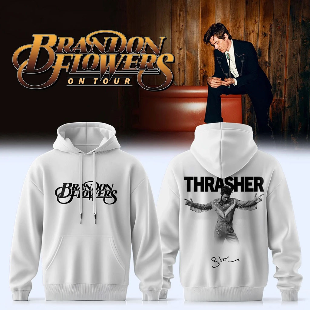 Brandon Flowers On Tour 2026 Hoodie Thrasher Hoodie Brandon Flowers Merch Music Fan Apparel