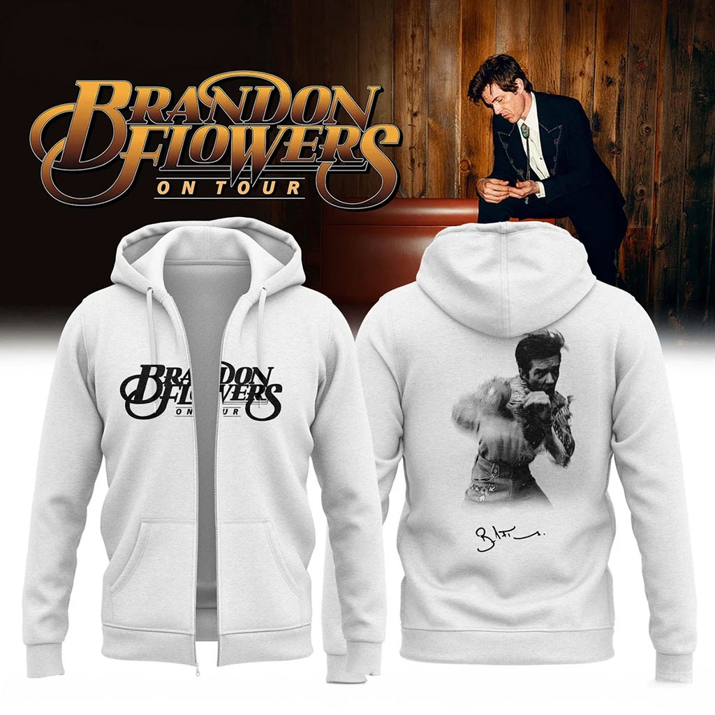 Brandon Flowers On Tour 2026 Zip Hoodie Signature Brandon Flowers Merch Gift For Music Lover