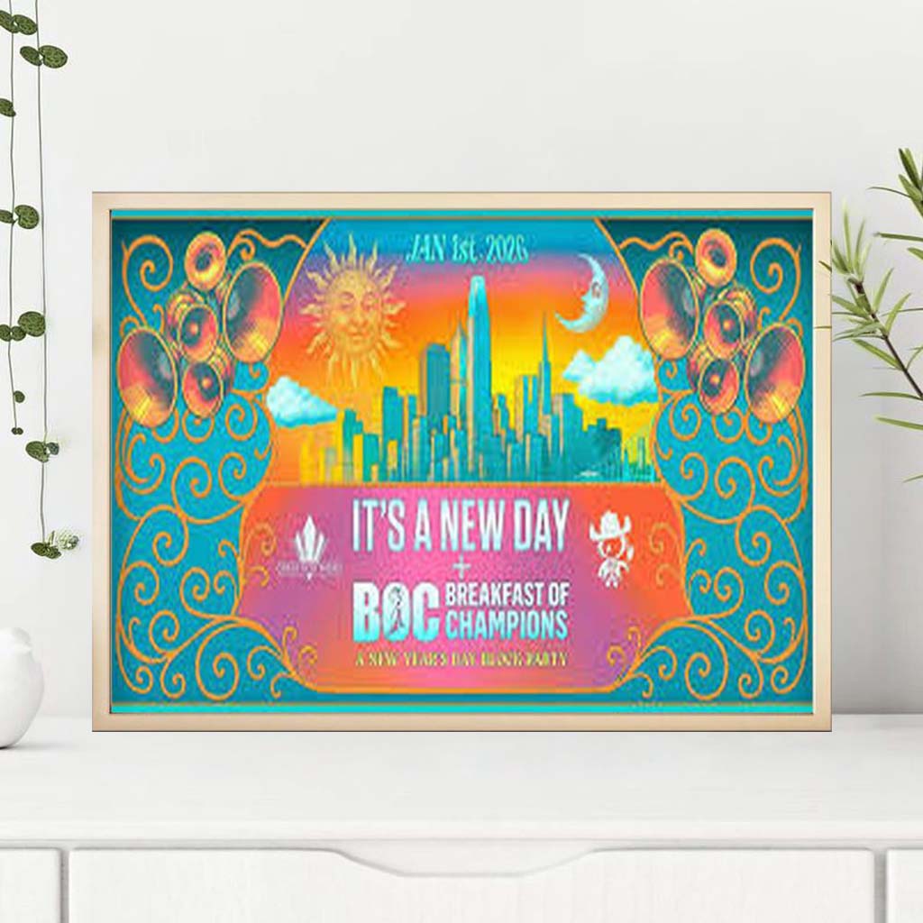 Breakfast Of Champions Block Party 2026 Poster Breakfast of Champions Merch Wall Art - Kdjoy Breakfast Of Champions Block Party 2026 Poster Breakfast of Champions Merch Wall Art - Kdjoy