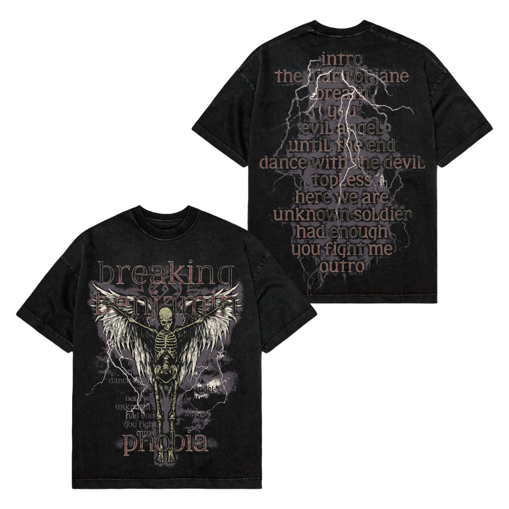 Breaking Benjamin Merch Phobia 20 Year Anniversary Collection 2026 Phobia Track List T-Shirt - Kdjoy