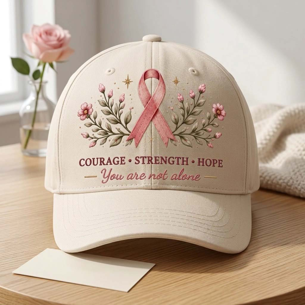 Breast Cancer Awareness Faith And Hope Embroidered Hat You Are Not Alone Cap Gifts For Mom - Kdjoy