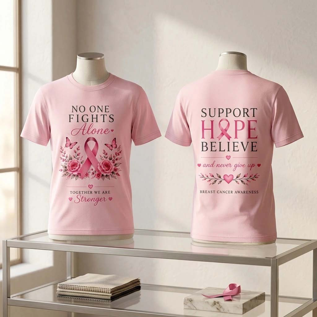 Breast Cancer Awareness No One Fights Alone Shirt Pink Ribbon Floral T-Shirt Gifts For Her - Kdjoy Breast Cancer Awareness No One Fights Alone Shirt Pink Ribbon Floral T-Shirt Gifts For Her - Kdjoy