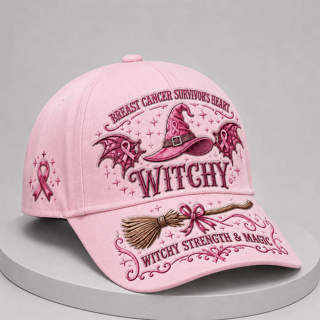 Breast Cancer Survivors Heart Witchy Strength And Magic Hat Breast Cancer Awareness Cap - Kdjoy