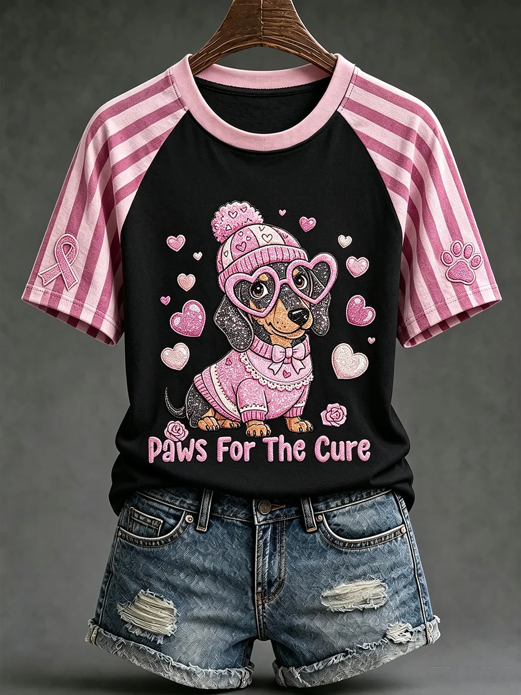 Breast Cancer Theme Cute Dog T-Shirt Breast Cancer Awareness Apparel Gift for Dog Mom - Kdjoy