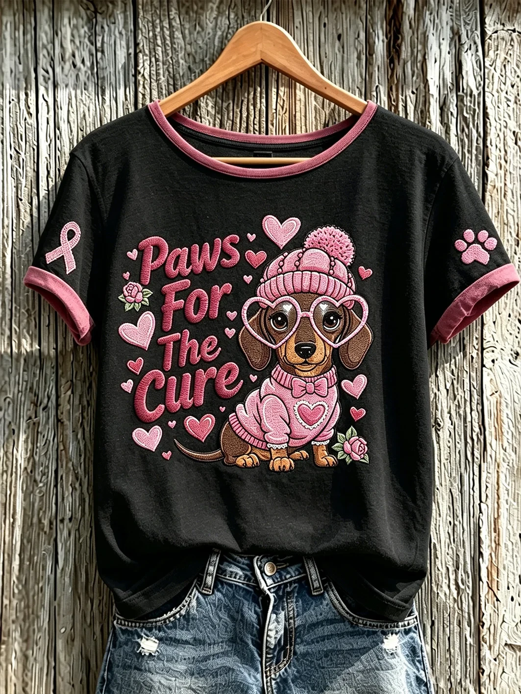 Breast Cancer Theme Cute Dog T-Shirt Breast Cancer Awareness Merch Gift For Her - Kdjoy Breast Cancer Theme Cute Dog T-Shirt Breast Cancer Awareness Merch Gift For Her - Kdjoy