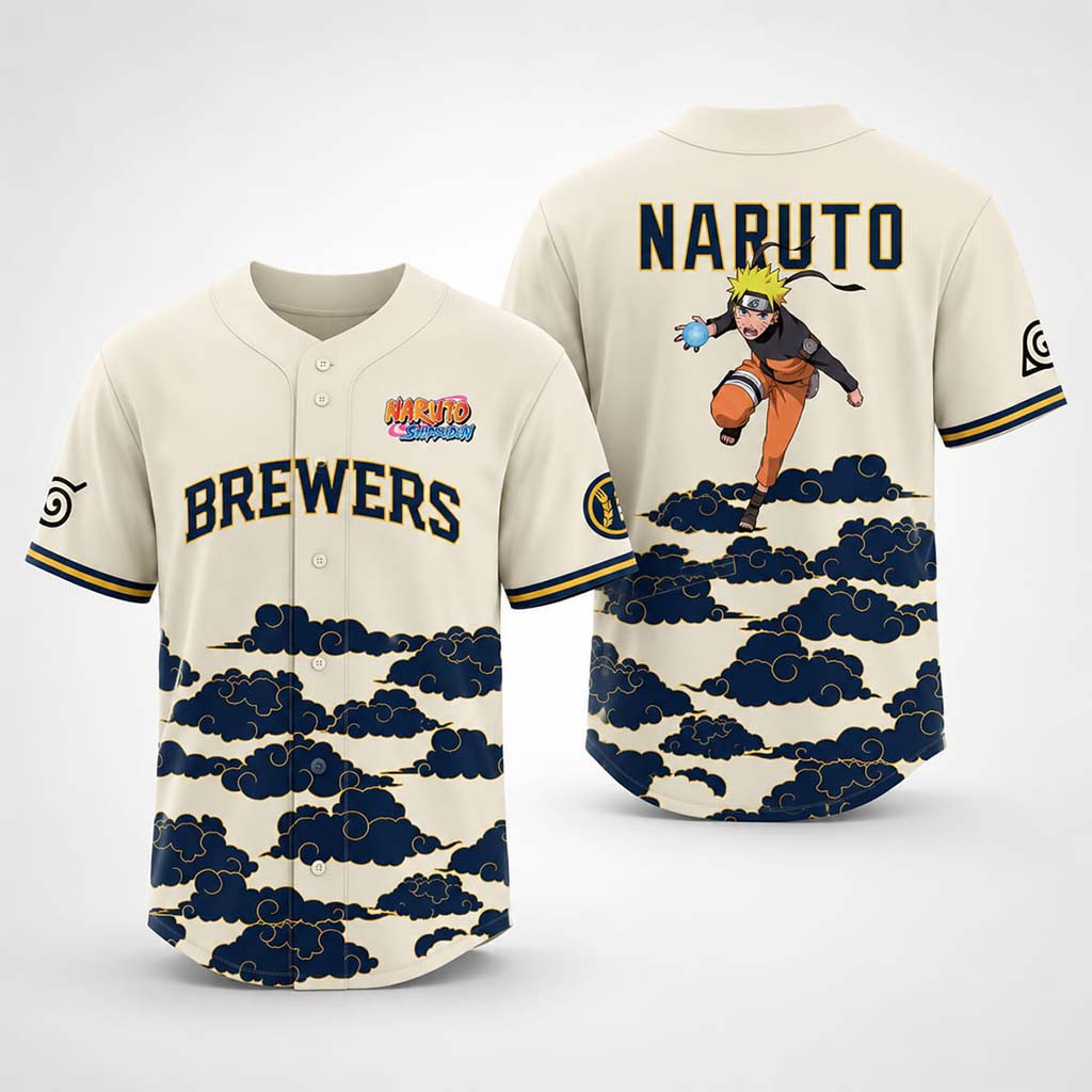 Brewers Naruto Night Jersey Milwaukee Brewers Merch Best Gifts For Baseball Lovers - Kdjoy