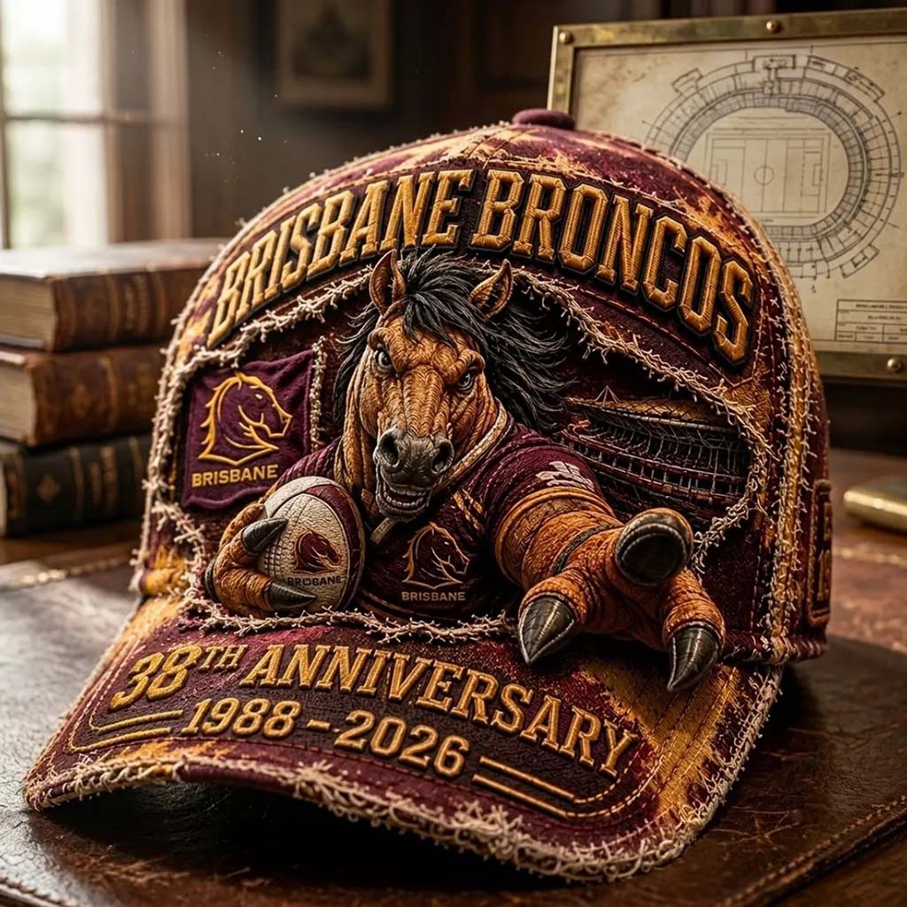 Brisbane Broncos 38th Anniversary 2026 Distressed Hat Brisbane Broncos Merch Rugby Fan Gifts - Kdjoy