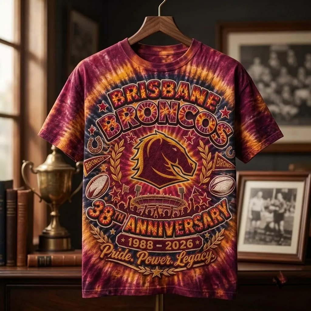 Brisbane Broncos 38th Anniversary Tie Dye Shirt Pride Power Legacy Tee Brisbane Broncos Merch