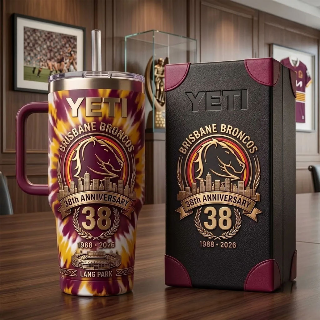 Brisbane Broncos 38th Anniversary Tie Dye Stanley Tumbler 2026 Brisbane Broncos Merch Fan Gifts - Kdjoy