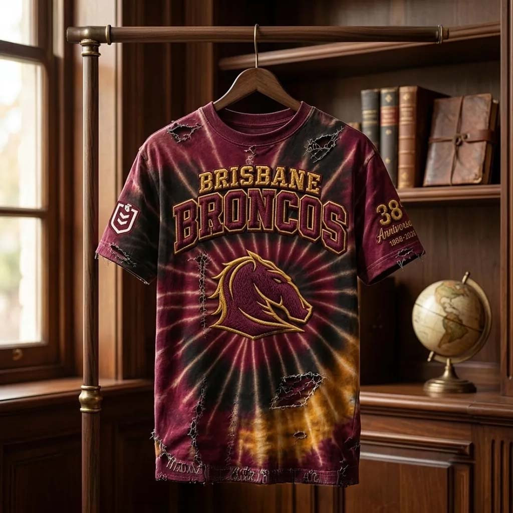 Brisbane Broncos 38th Anniversary Tie Dye T-Shirt 2026 Brisbane Broncos Merch Rugby Fan Gifts - Kdjoy Brisbane Broncos 38th Anniversary Tie Dye T-Shirt 2026 Brisbane Broncos Merch Rugby Fan Gifts - Kdjoy