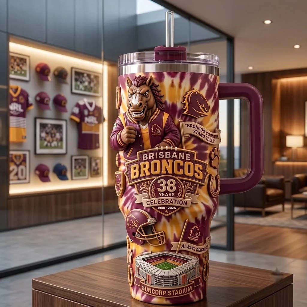 Brisbane Broncos 38th Anniversary YETI Stanley Tumbler 2026 Brisbane Broncos Merch Fan Gifts - Kdjoy Brisbane Broncos 38th Anniversary YETI Stanley Tumbler 2026 Brisbane Broncos Merch Fan Gifts - Kdjoy