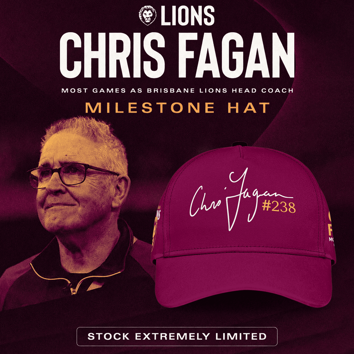 Brisbane Lions x Chris Fagan Milestone Hat Brisbane Lions Merch Gifts For Husband - Kdjoy