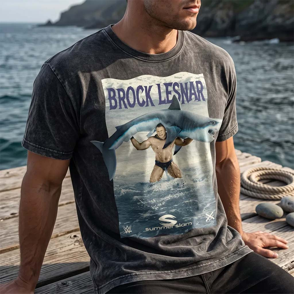 Brock Lesnar SummerSlam Shark 2026 Graphic T-Shirt WWE Merch Gift For Wrestling Fans - Kdjoy