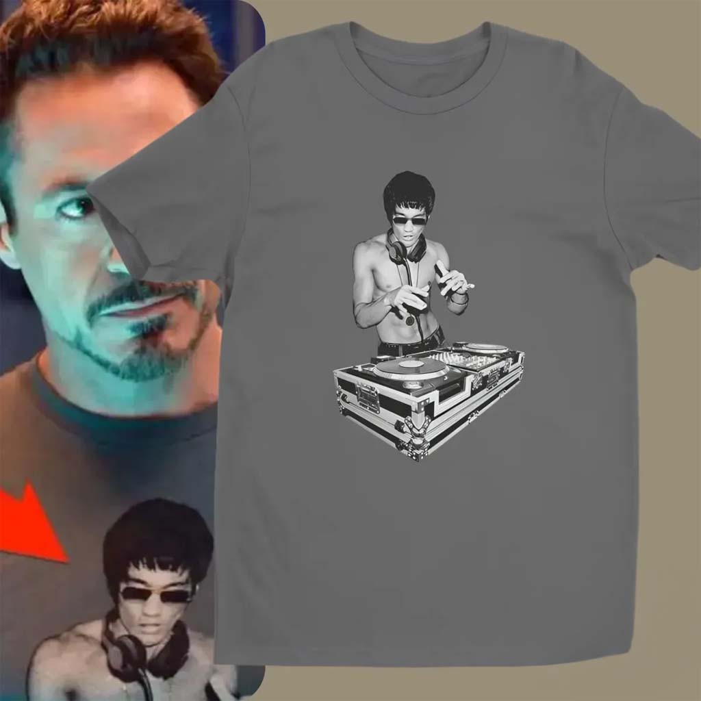 Bruce Lee DJ T-Shirt Worn by Ironman in Avengers Age Of Ultron Shirt Gifts For Fans - Kdjoy