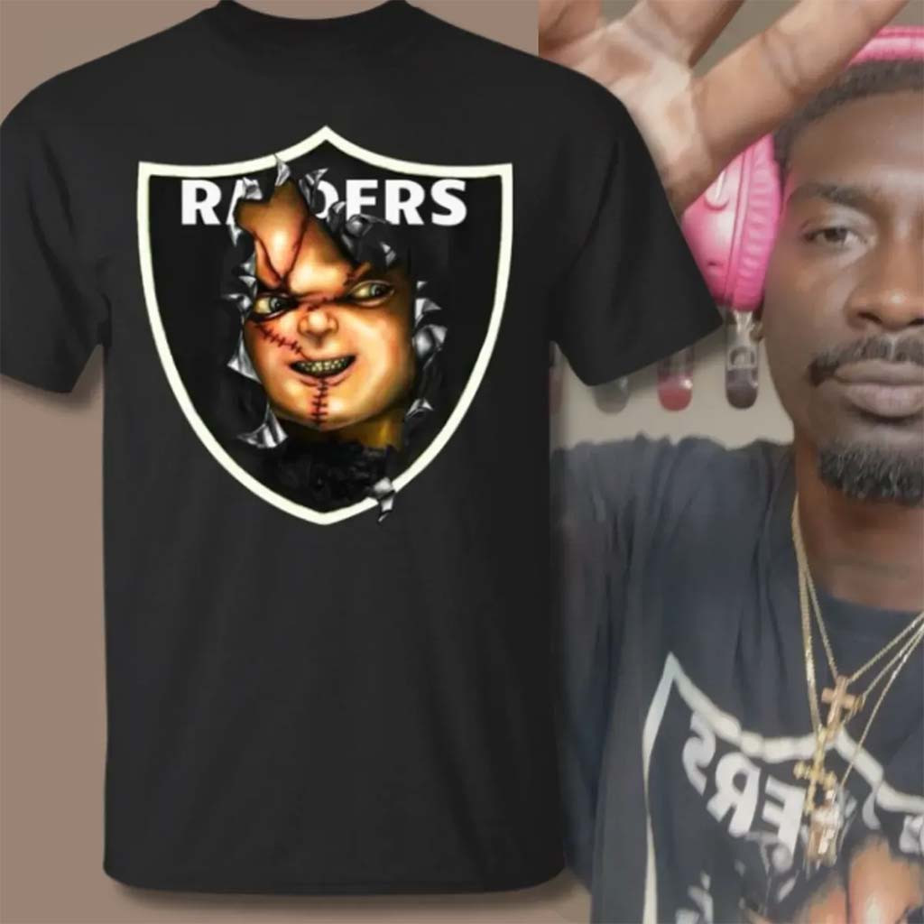 BruceDropEmOff Raiders Chucky Shirt BruceDropEmOff Merch Halloween Gifts Ideas - Kdjoy