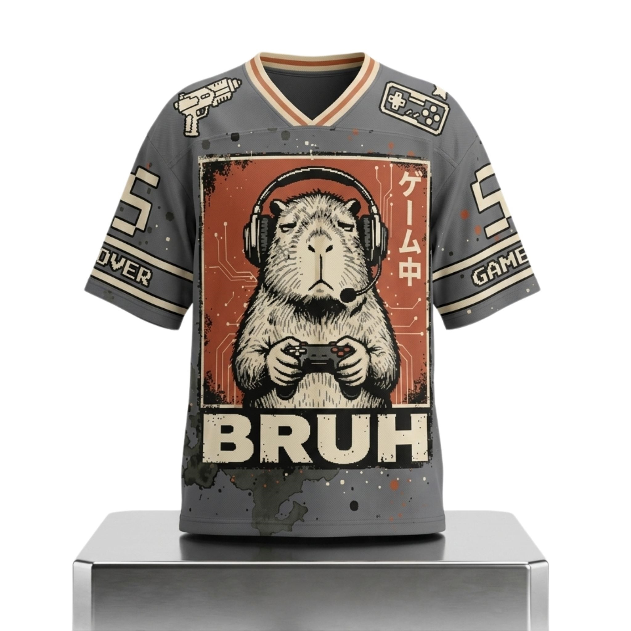 BRUH Press Over Capy Gamer Jersey Shirt Funny Vintage Meme Apparel Gifts For Brothers - Kdjoy