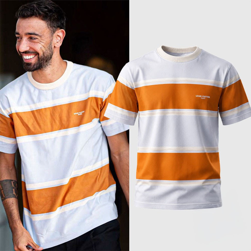 Bruno Fernandes LV Paris Striped Shirt Bruno Fernandes Merch Present For Husband - Kdjoy Bruno Fernandes LV Paris Striped Shirt Bruno Fernandes Merch Present For Husband - Kdjoy