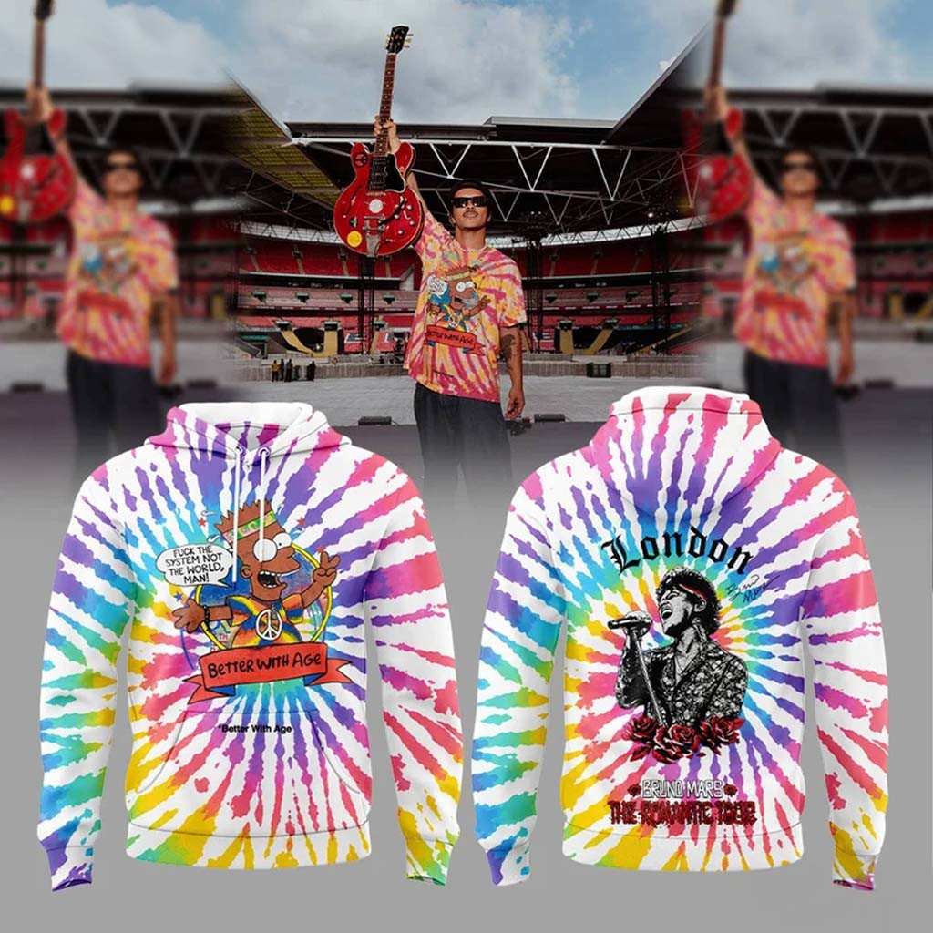 Bruno Mars Better With Age Tie Dye Graphic Hoodie Bruno Mars Tour Merch 2026 Music Fan Gift - Kdjoy