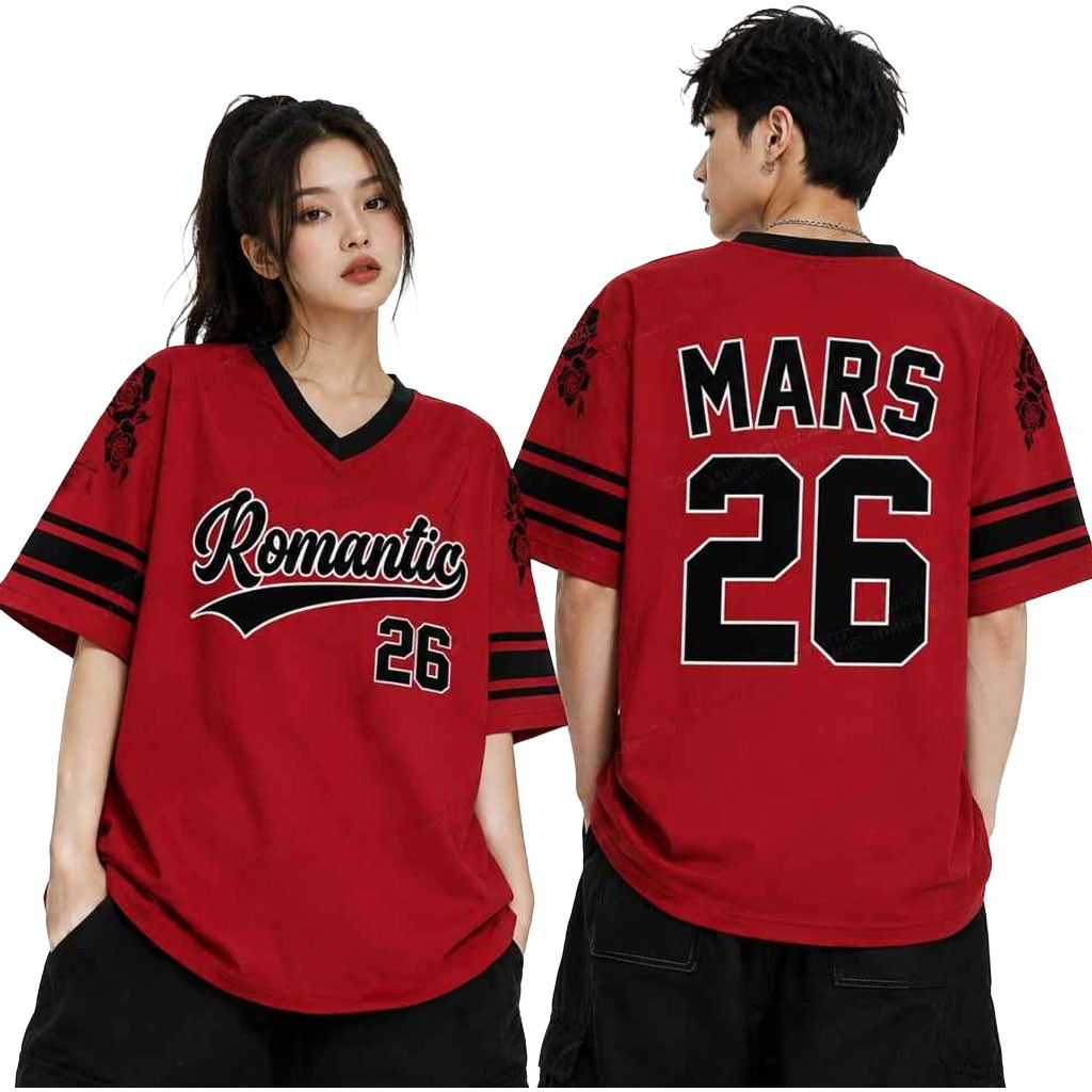 Bruno Mars Merch 2026 Bruno Mars The Romantic Tour V-Neck Shirt Gift For Music Lovers - Kdjoy