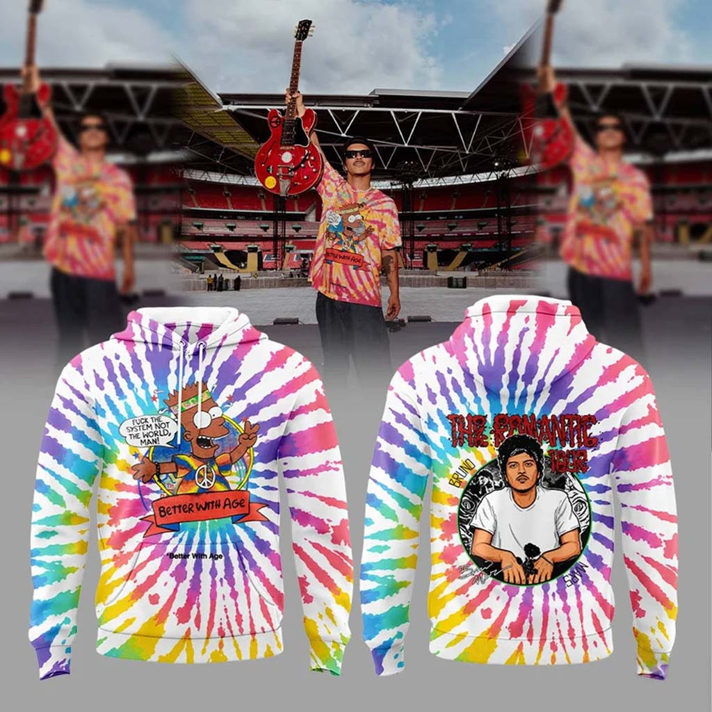 Bruno Mars The Romantic Tour Tie Dye Graphic Hoodie Bruno Mars Merch 2026 Concert Fan Gifts - Kdjoy Bruno Mars The Romantic Tour Tie Dye Graphic Hoodie Bruno Mars Merch 2026 Concert Fan Gifts - Kdjoy