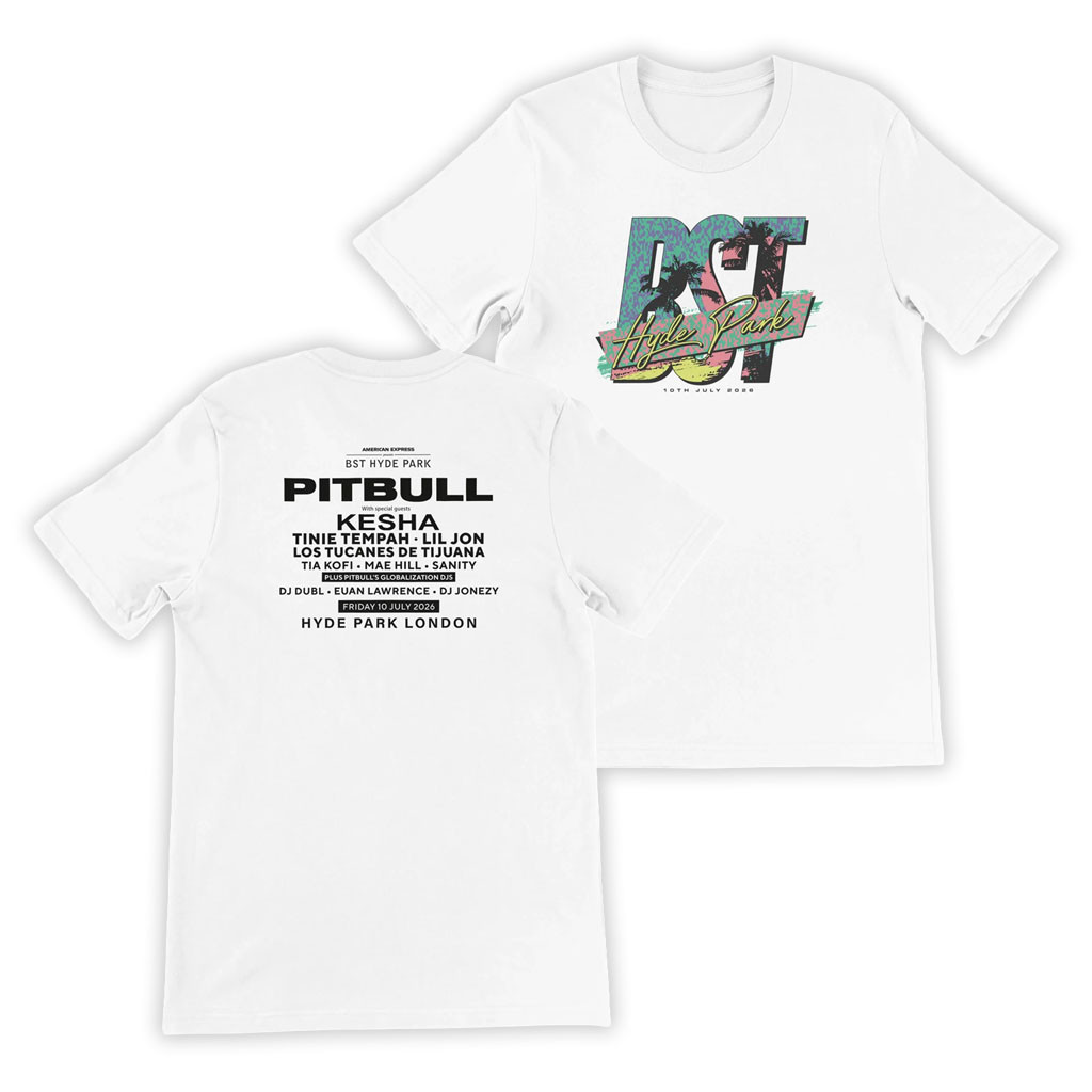 BST Hyde Park Merch 2026 Pitbull Event T-Shirt White Cool Gifts For Music Lovers - Kdjoy