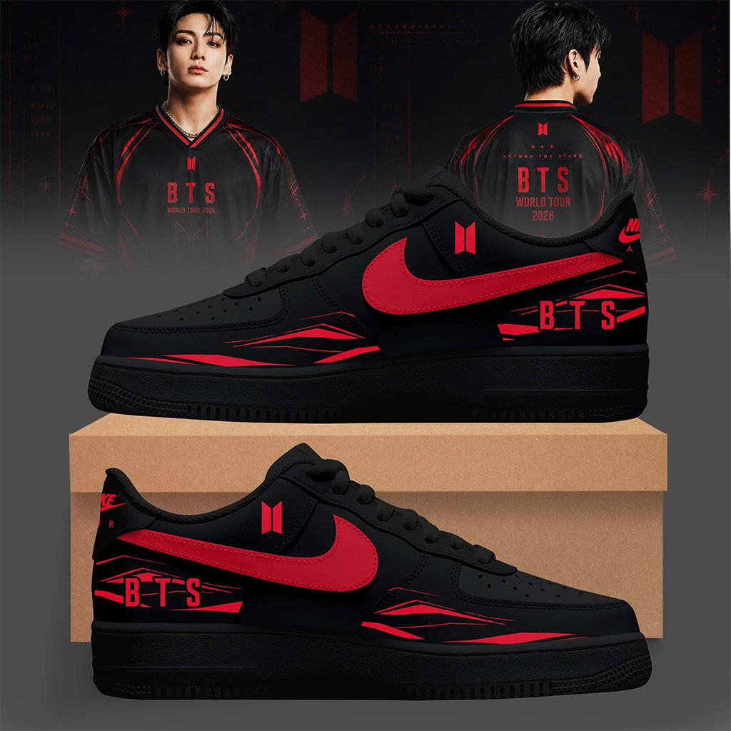 BTS Arirang World Tour 2026 Beyond The Stage Shoes Sneakers Black BTS Merch Gift For Army - Kdjoy