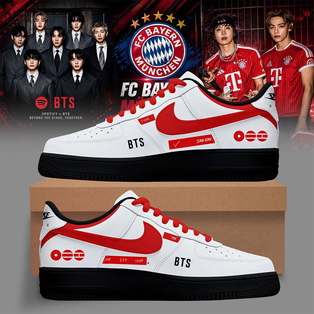 BTS Arirang World Tour 2026 X Bayern Munich Sneakers White BTS Merch Arirang Kpop Gear Gifts - Kdjoy