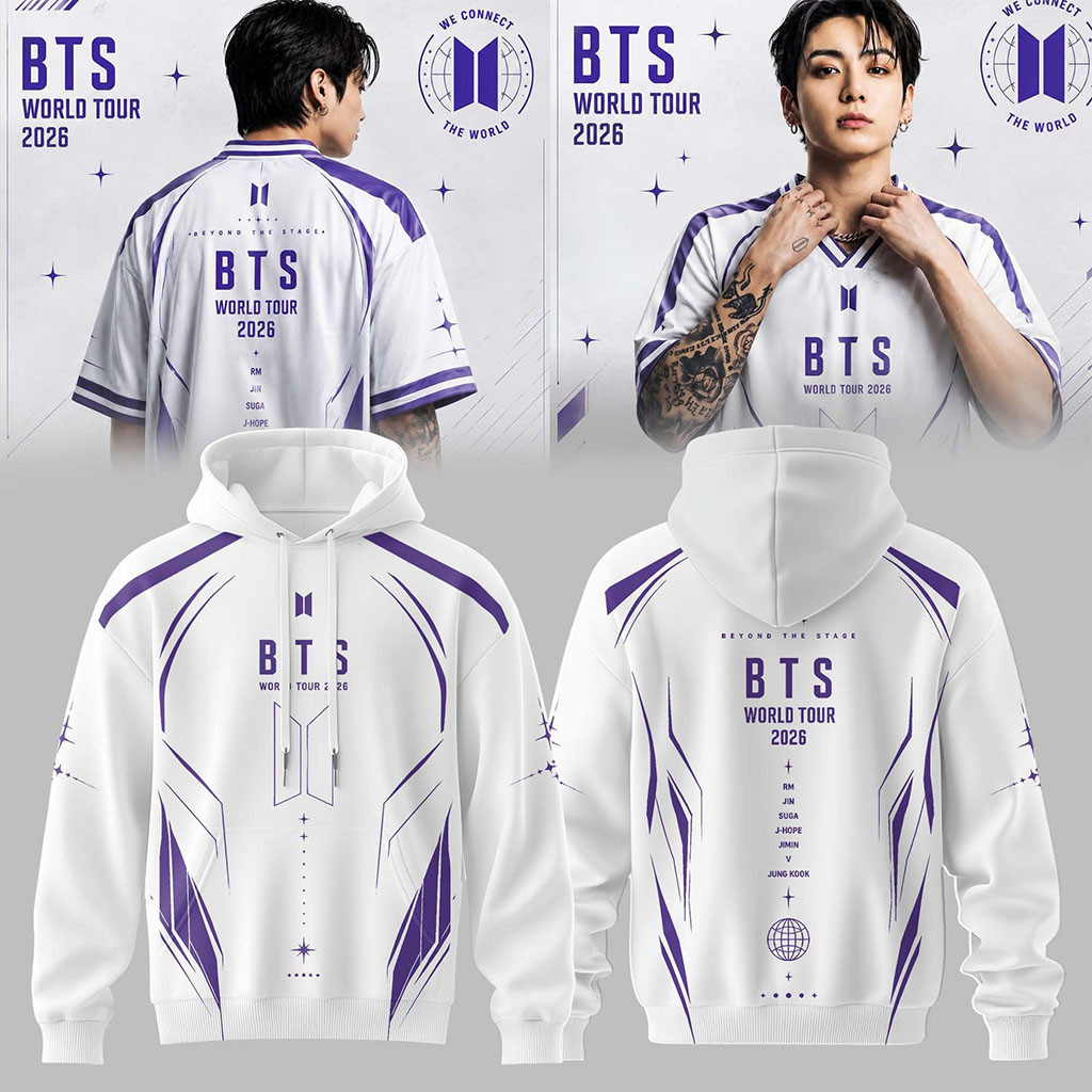 BTS Arirang World Tour Merch 2026 Beyond The Stage Hoodie White KPop Gifts Ideas - Kdjoy BTS Arirang World Tour Merch 2026 Beyond The Stage Hoodie White KPop Gifts Ideas - Kdjoy
