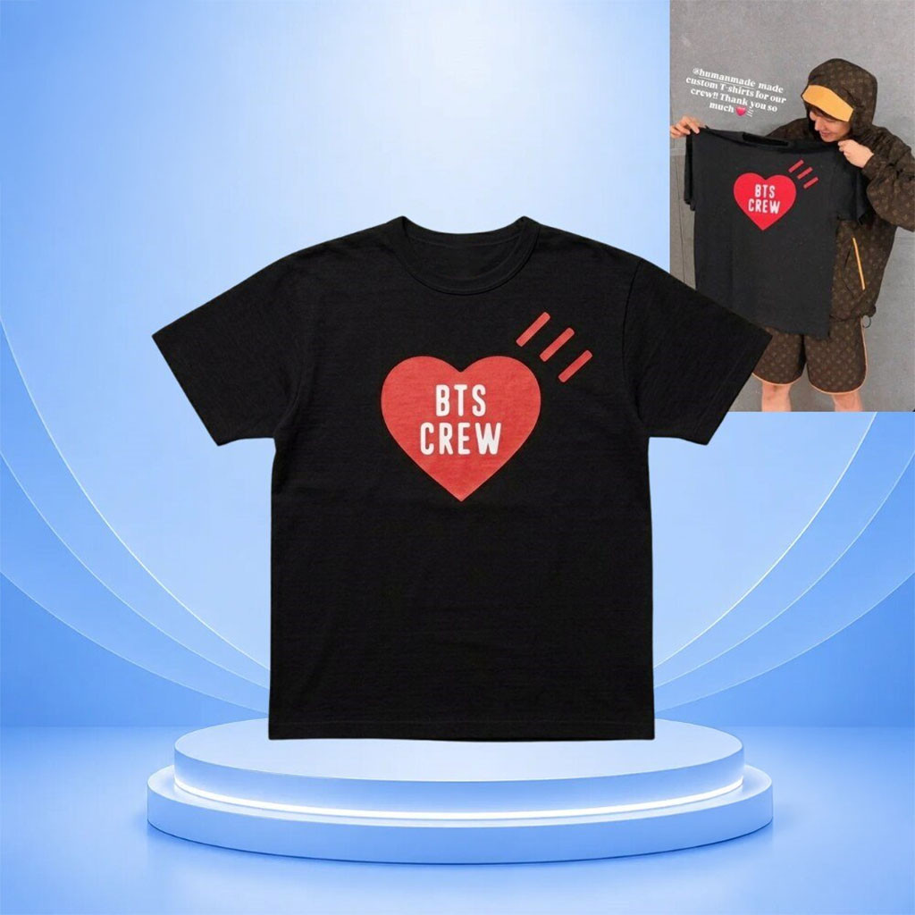 BTS Crew T-Shirt Black Hunan Made Tee Gifts For BTS Fans - Kdjoy BTS Crew T-Shirt Black Hunan Made Tee Gifts For BTS Fans - Kdjoy