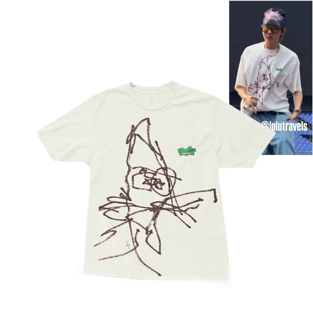 BTS Hobi X Travis Scott Cactus Jack X Spongebob Doodlebob II T-Shirt BTS Concert Merch Fan Gift - Kdjoy