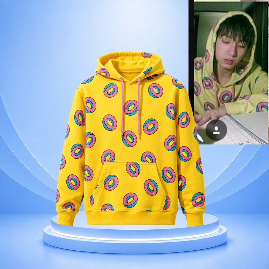 BTS Jungkook Banana All Over Donut Hoodie 2026 BTS Jungkook Merch Gift Ideas For Kpop Fan - Kdjoy