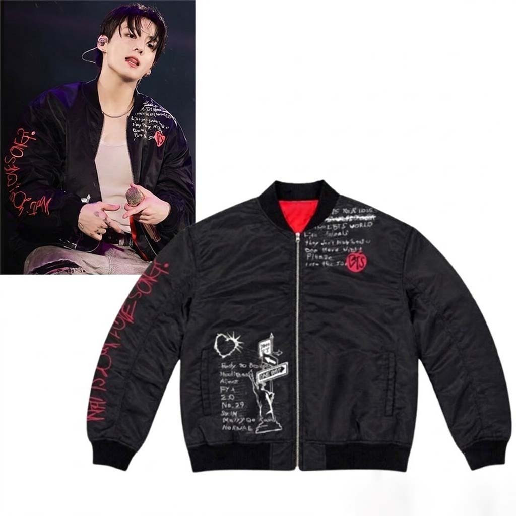 BTS Jungkook What Is Your Love Song Inspired Bomber Jacket Jungkook BTS Merch Gifts For Fans - Kdjoy
