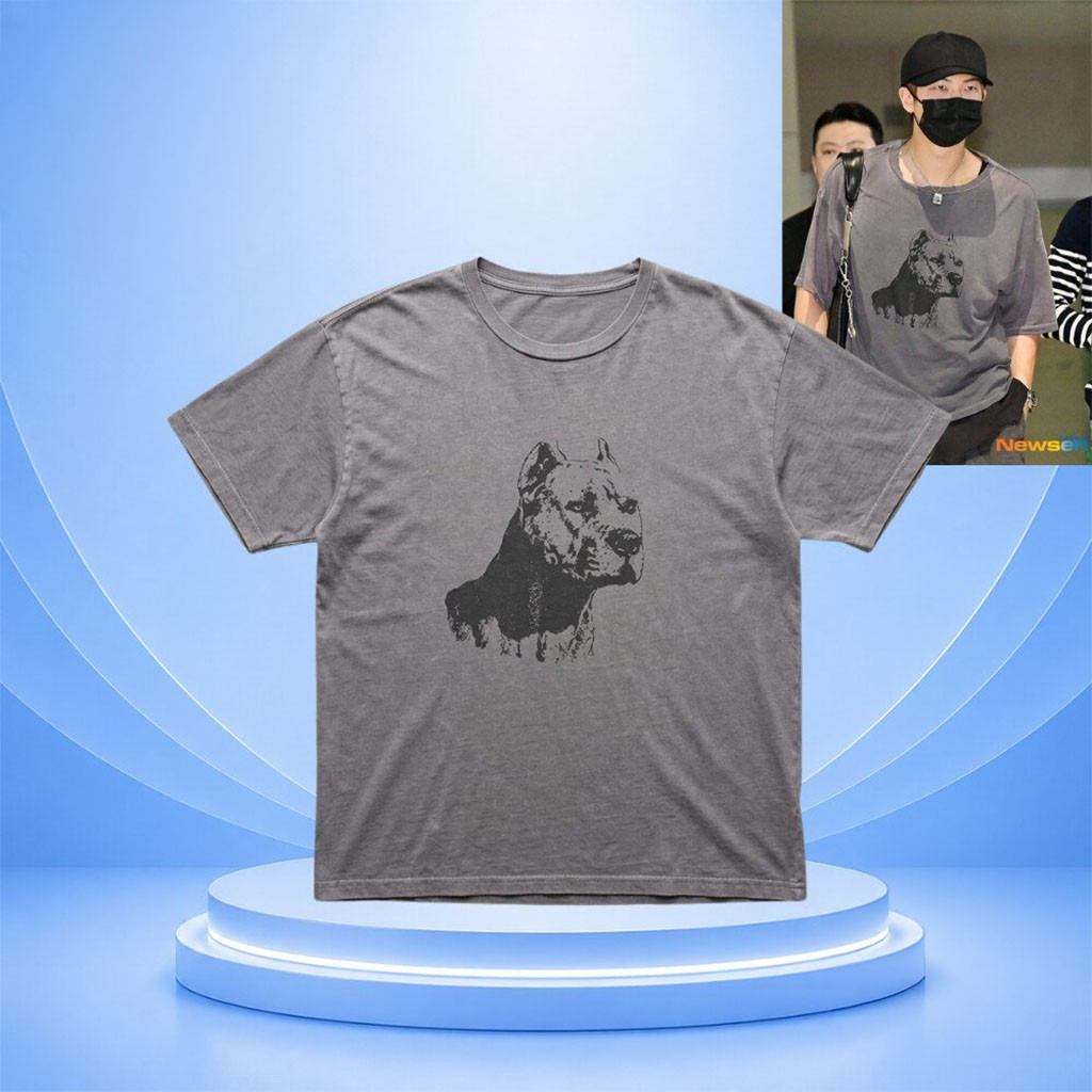 BTS RM Dog Print Pitbull T-Shirt 2026 BTS RM Merch Gift Ideas For Kpop Fan - Kdjoy BTS RM Dog Print Pitbull T-Shirt 2026 BTS RM Merch Gift Ideas For Kpop Fan - Kdjoy