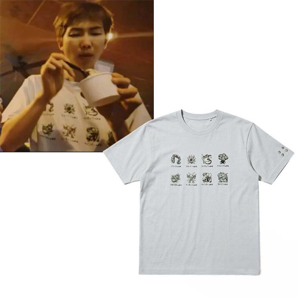 BTS RM Namjoon Uniqlo x Pokemon Pixel Art Graphic T-Shirt RM BTS Merch Fans Gifts - Kdjoy