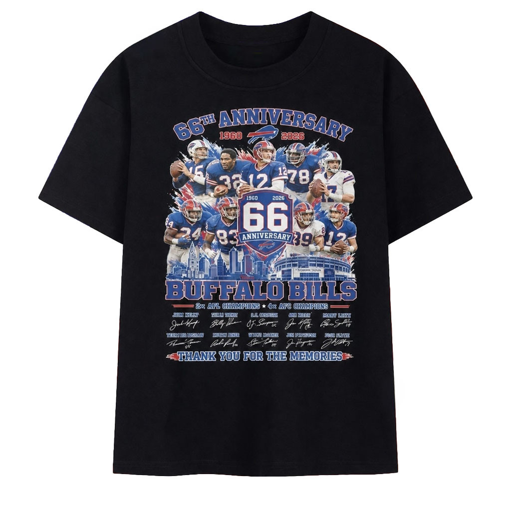 Buffalo Bills 66th Anniversary 1960 2026 Signatures Shirt Buffalo Bills Merch Football Fan Gift - Kdjoy Buffalo Bills 66th Anniversary 1960 2026 Signatures Shirt Buffalo Bills Merch Football Fan Gift - Kdjoy
