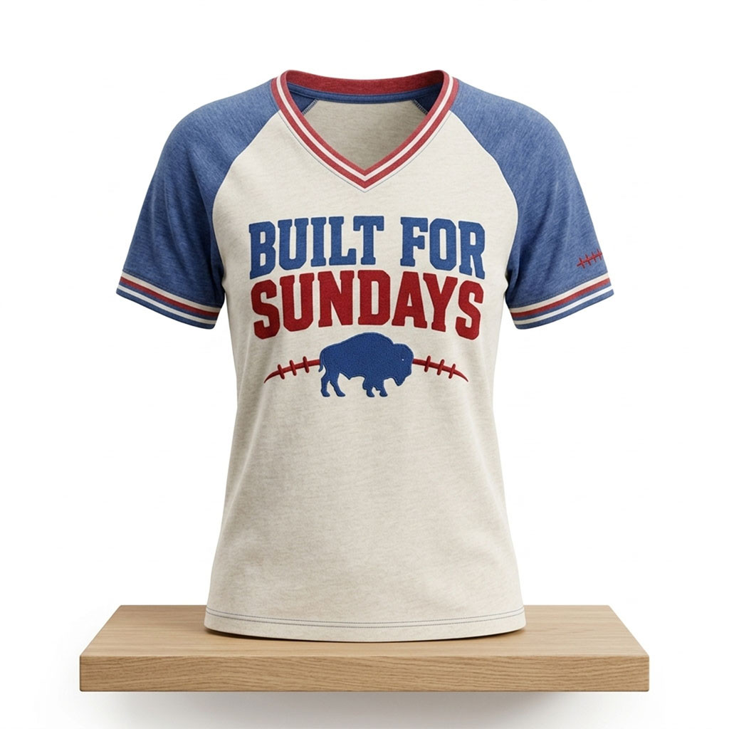 Buffalo Bills Built For Sunday 2026 V-Neck Shirt Buffalo Bills Merch Gifts For Football Fan