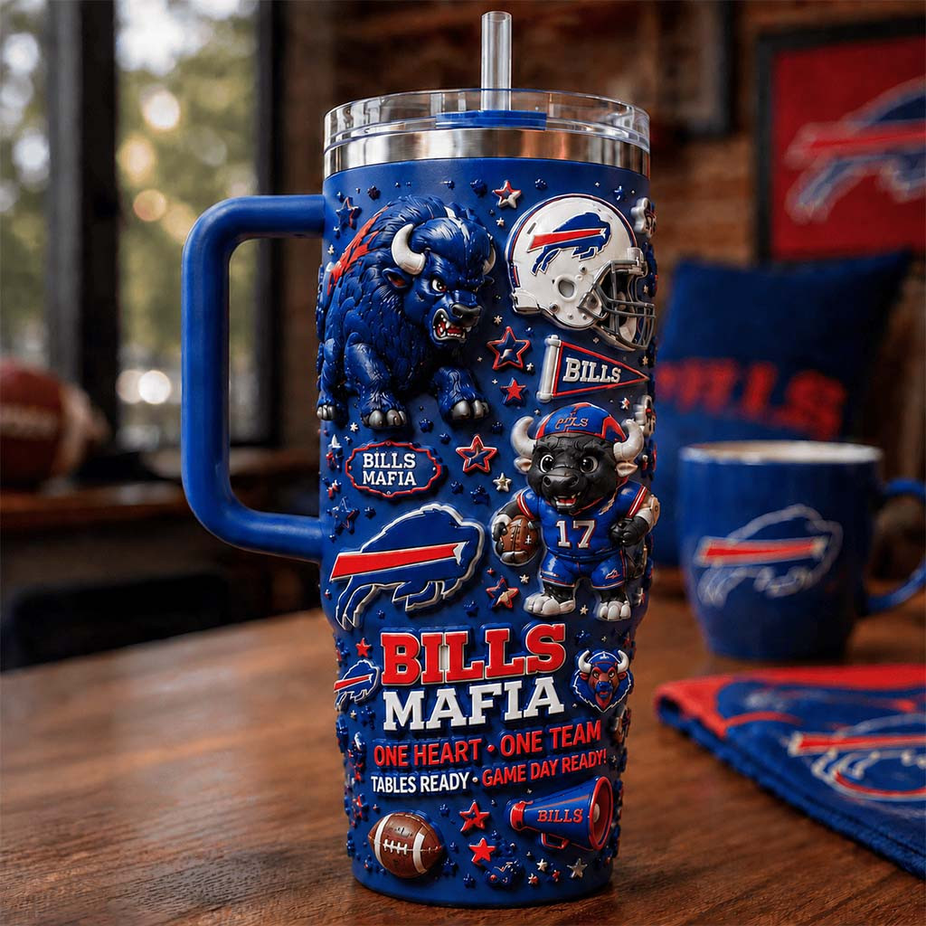 Buffalo Bills Merch Bills Mafia One Heart One Team Tables Ready Game Day Ready Tumbler Fan Gift - Kdjoy