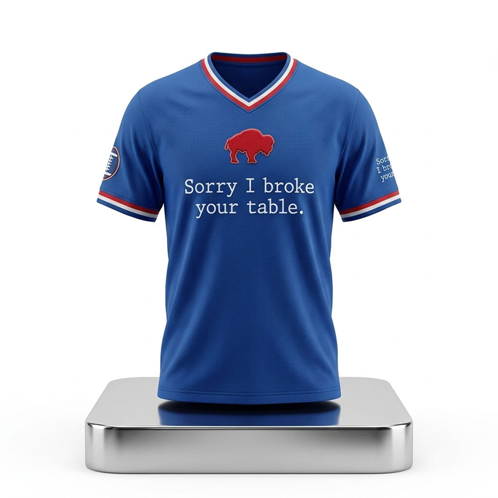 Buffalo Bills Sorry I Broke Your Table 2026 V-Neck Shirt Buffalo Bills Merch Gifts For Fan Buffalo Bills Sorry I Broke Your Table 2026 V-Neck Shirt Buffalo Bills Merch Gifts For Fan