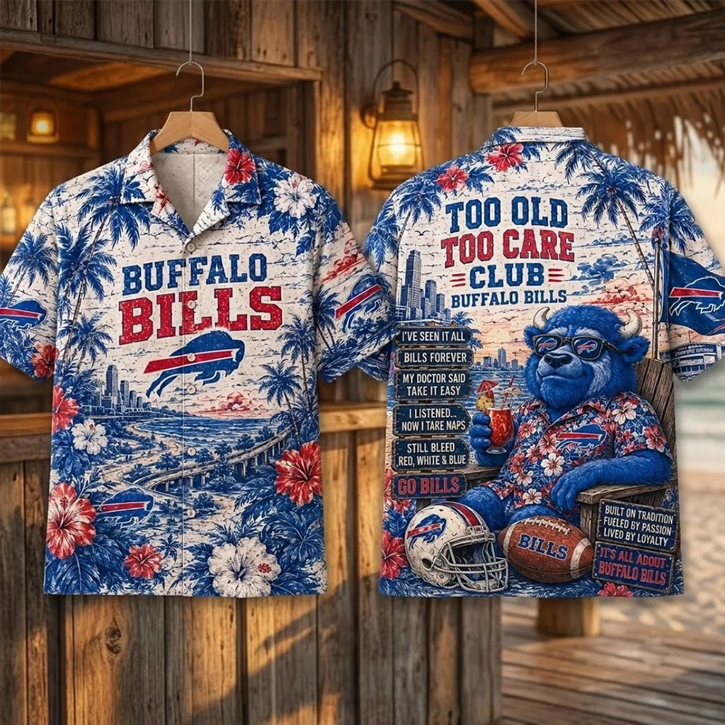 Buffalo Bills Too Old Too Care Club Hawaiian Shirt Buffalo Bills Merch Gift For Football Lover - Kdjoy